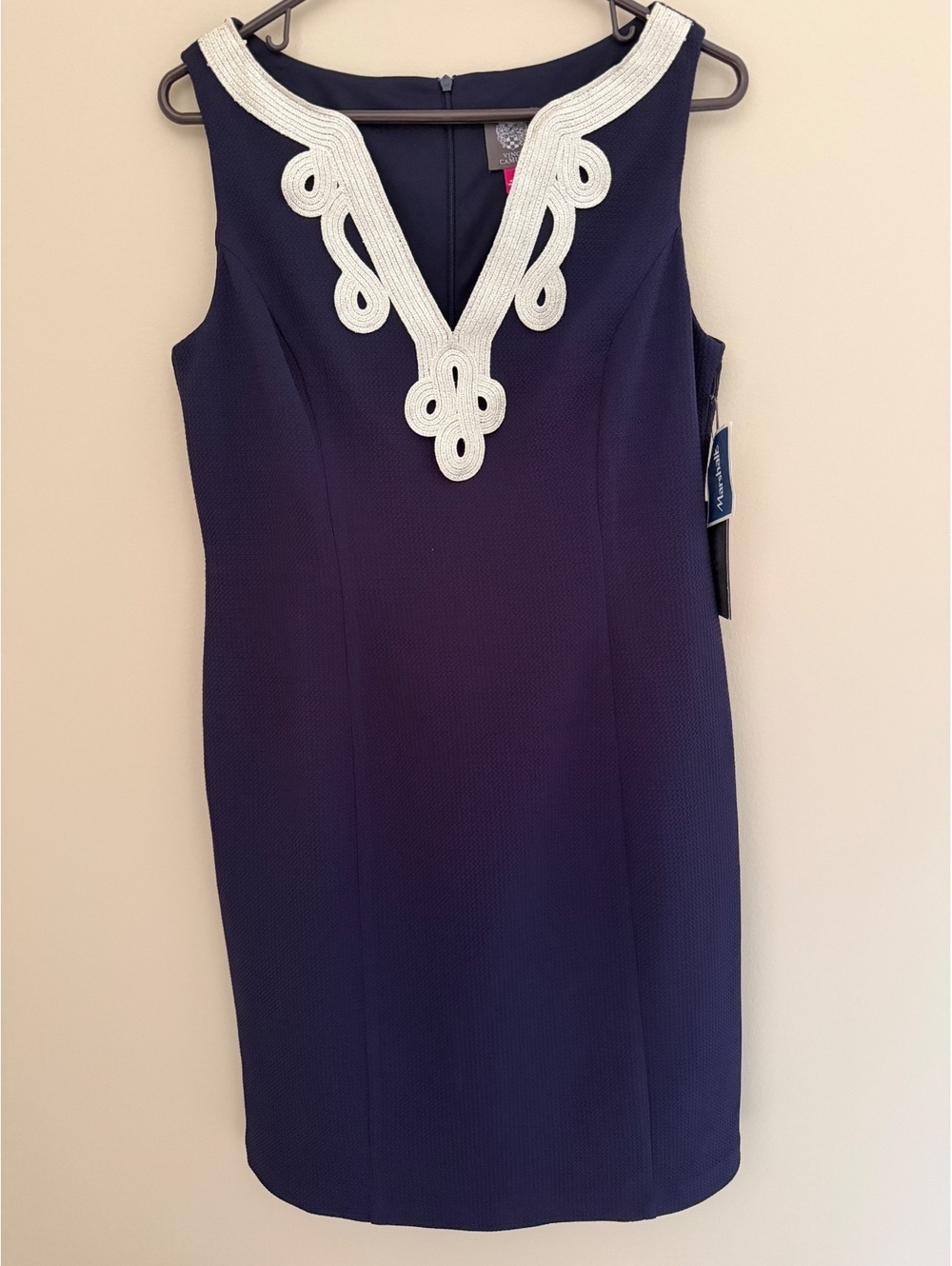 NWT 8 Vince Camuto Silver/Navy Dress